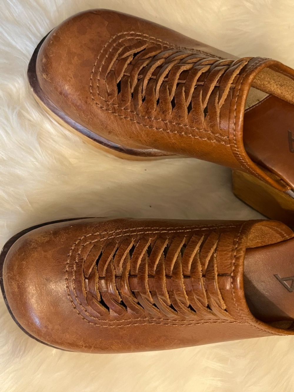 MIA Brown Woven Leather Slip-On Clogs - Picture 3 of 3